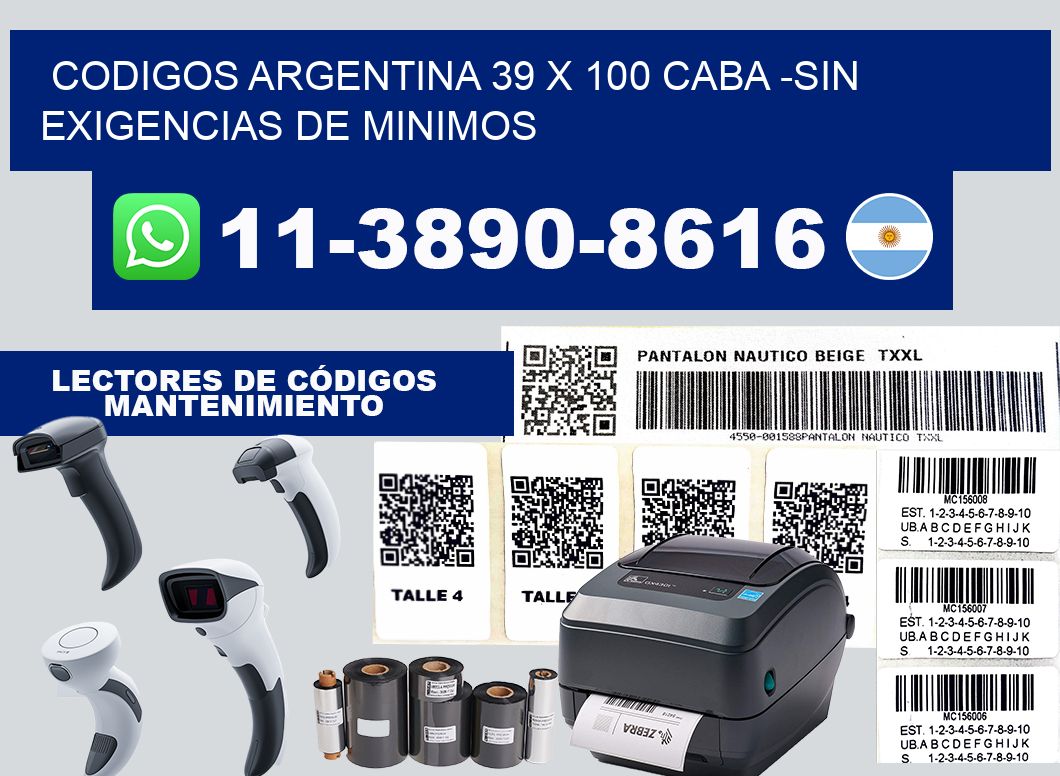 codigos Argentina 39 x 100 CABA -Sin exigencias de minimos