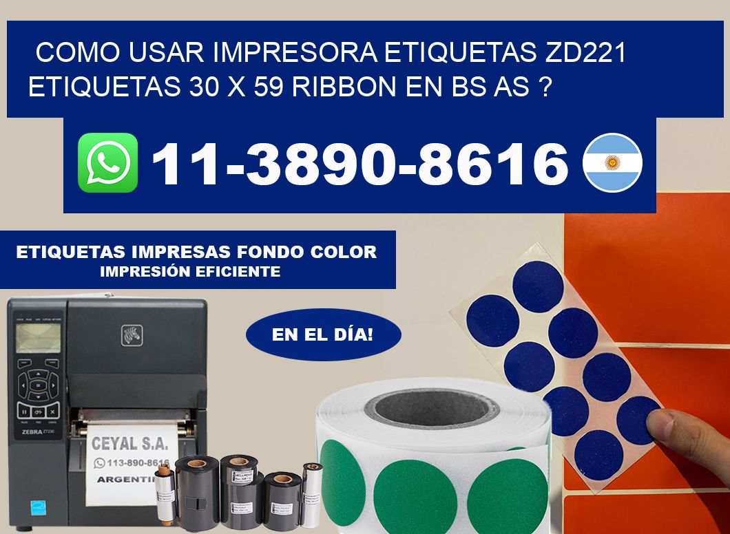 como usar impresora etiquetas zd221 etiquetas 30 x 59 ribbon en BS AS ?