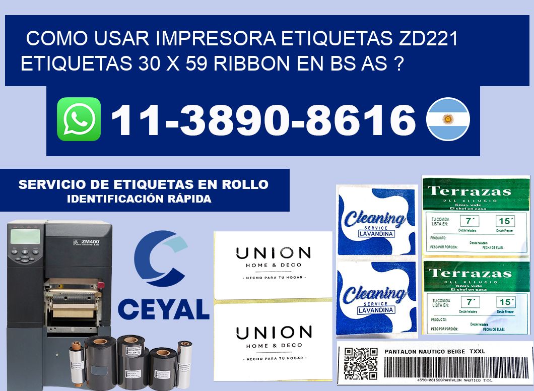 como usar impresora etiquetas zd221 etiquetas 30 x 59 ribbon en BS AS ?