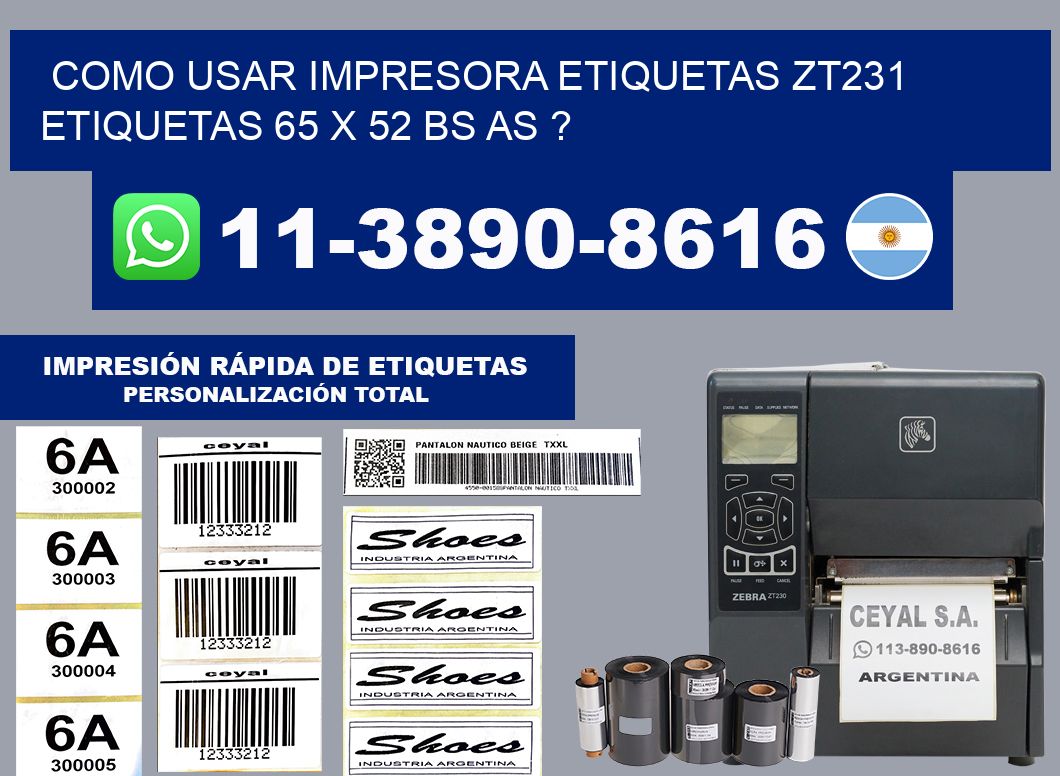 como usar impresora etiquetas zt231 etiquetas 65 x 52 BS AS ?