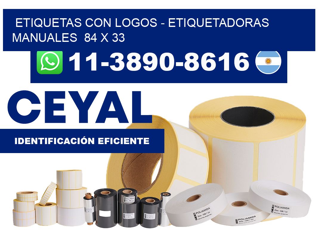 etiquetas con logos - Etiquetadoras Manuales  84 x 33