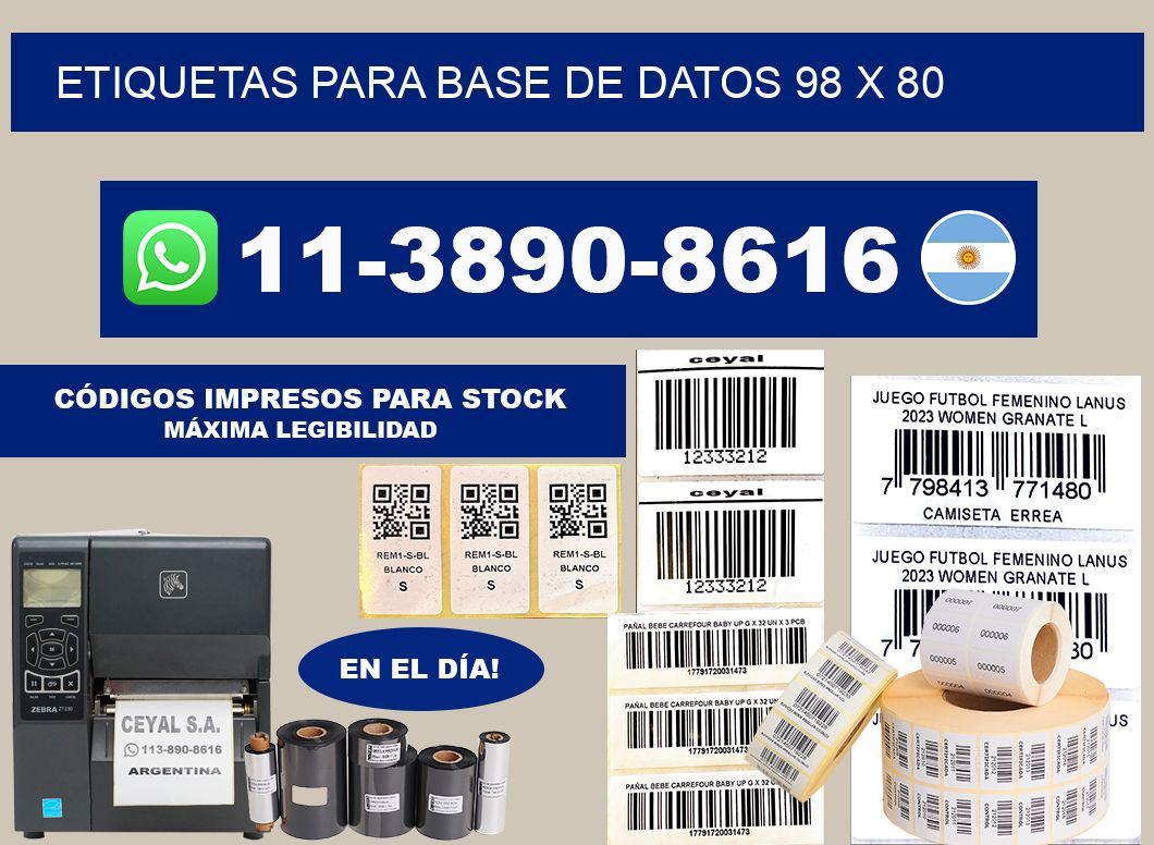 etiquetas para base de datos 98 x 80