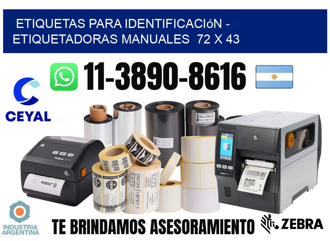 etiquetas para identificación - Etiquetadoras Manuales  72 x 43