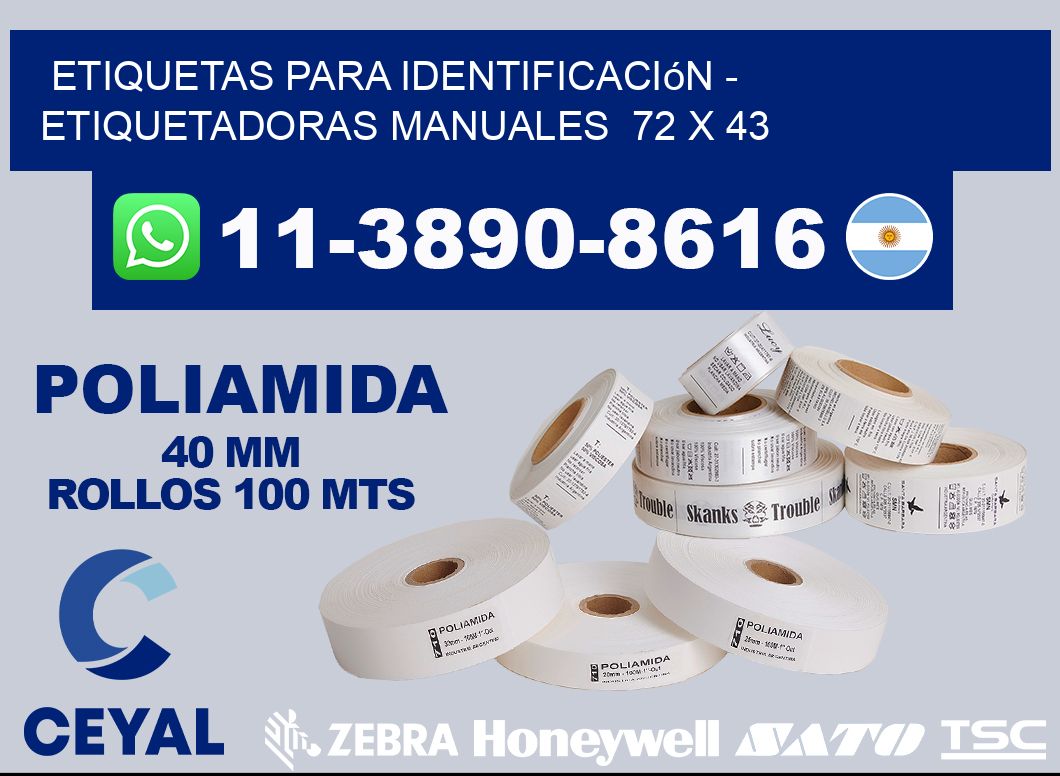 etiquetas para identificación – Etiquetadoras Manuales  72 x 43