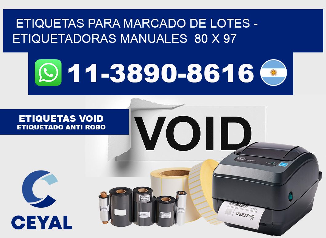 etiquetas para marcado de lotes - Etiquetadoras Manuales  80 x 97