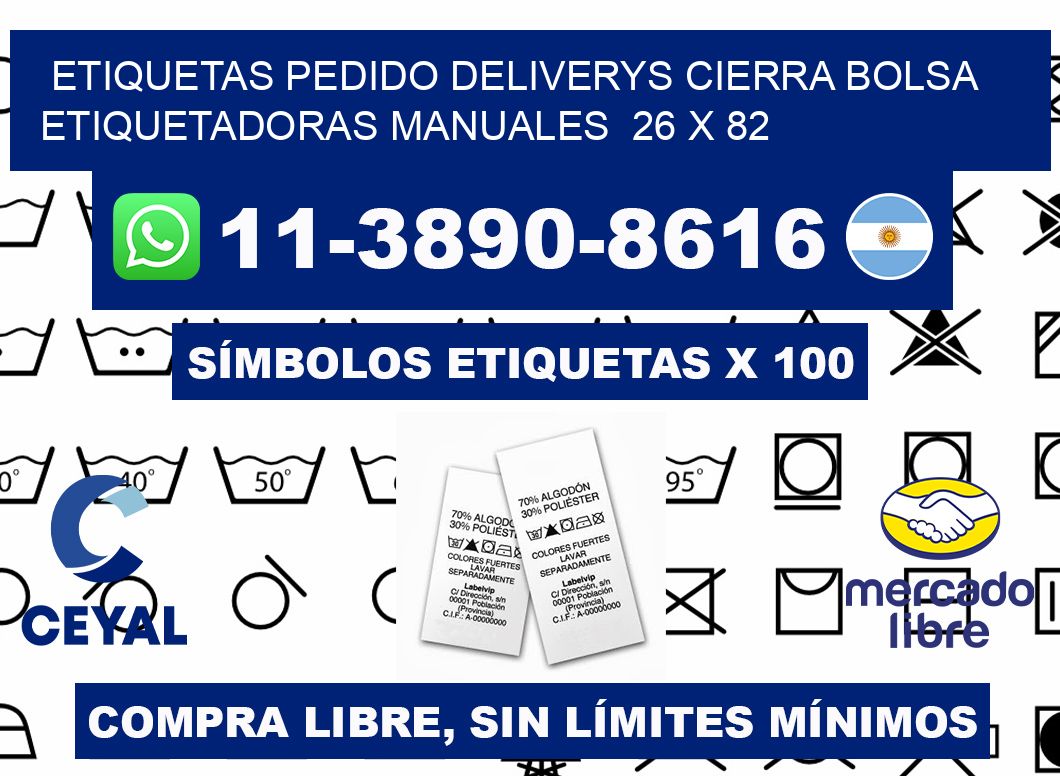 etiquetas pedido deliverys cierra bolsa  Etiquetadoras Manuales  26 x 82