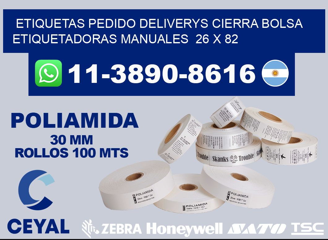etiquetas pedido deliverys cierra bolsa  Etiquetadoras Manuales  26 x 82