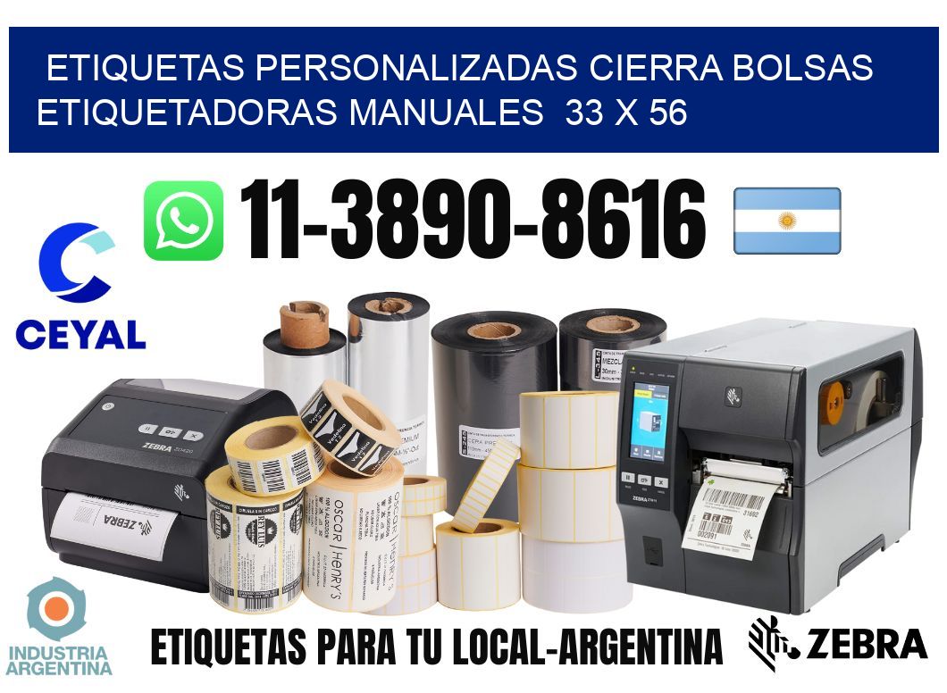etiquetas personalizadas cierra bolsas Etiquetadoras Manuales 33 x 56