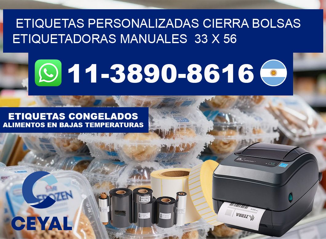 etiquetas personalizadas cierra bolsas  Etiquetadoras Manuales  33 x 56