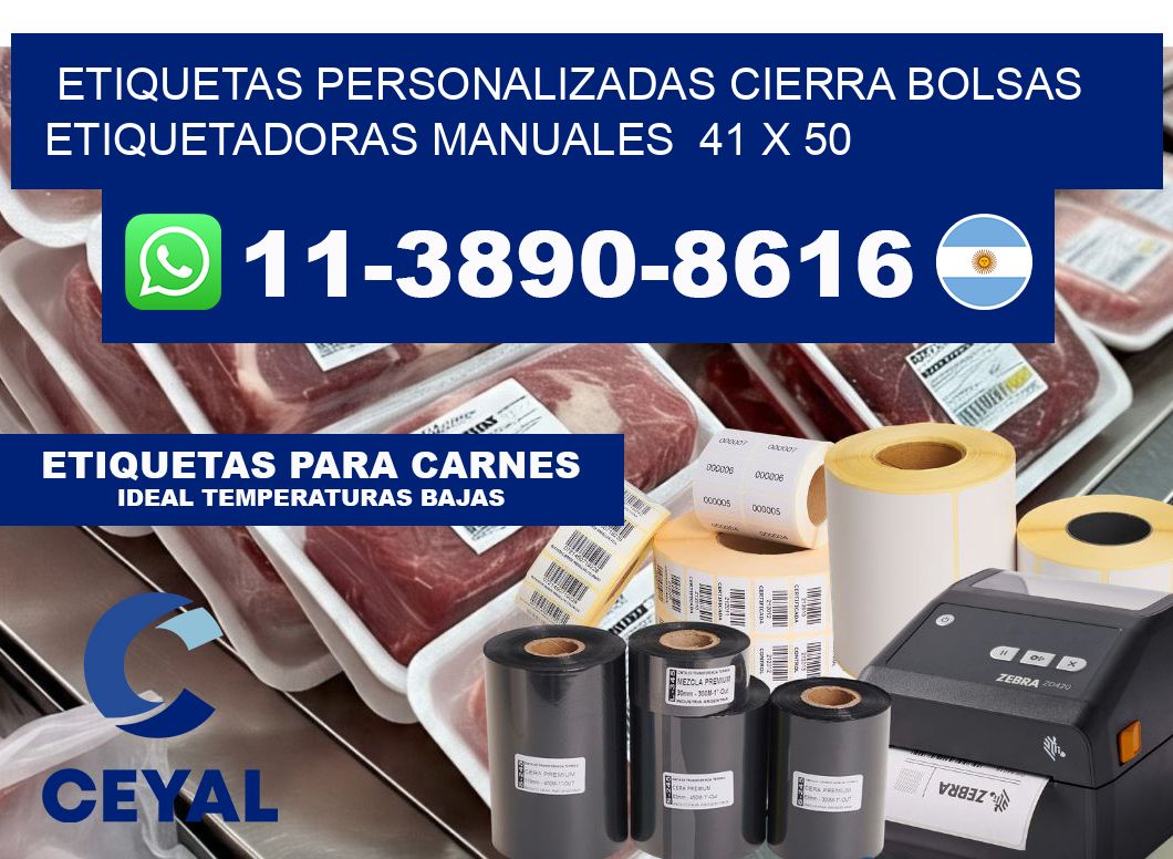 etiquetas personalizadas cierra bolsas Etiquetadoras Manuales 41 x 50