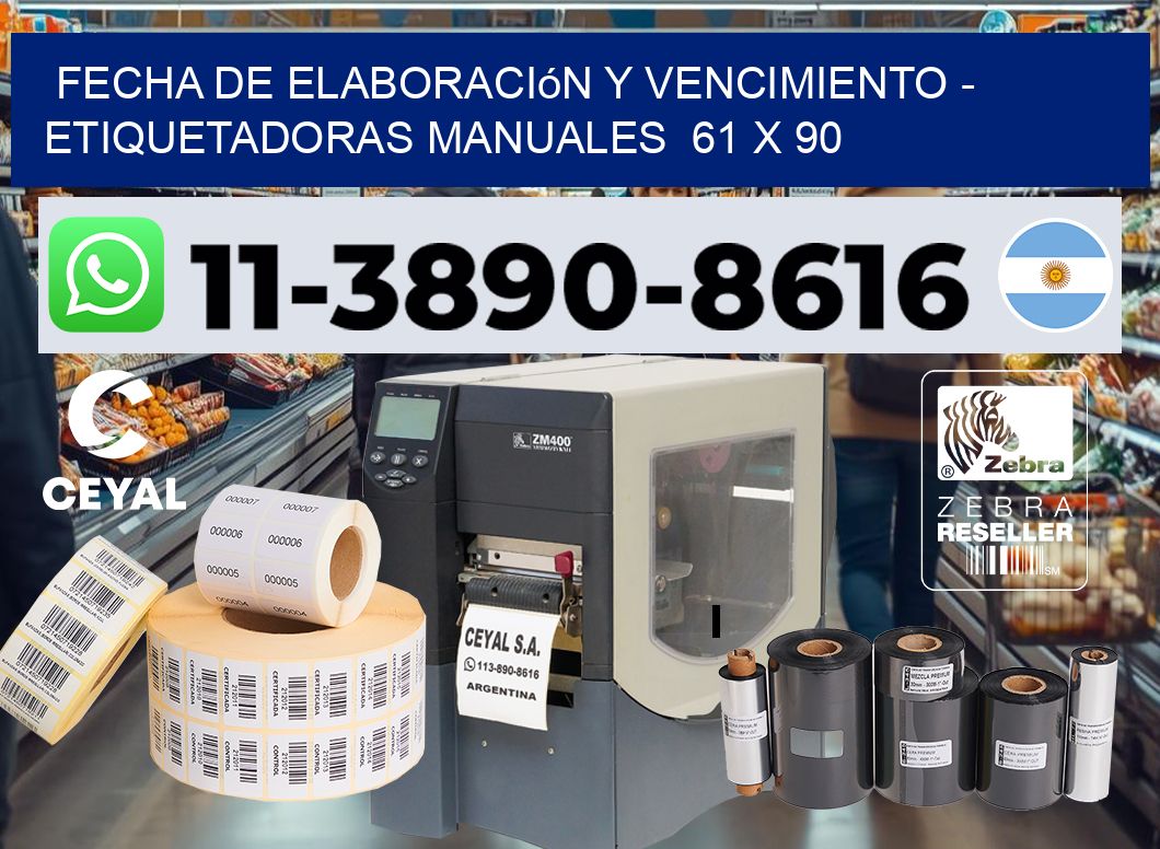 fecha de elaboración y vencimiento - Etiquetadoras Manuales 61 x 90