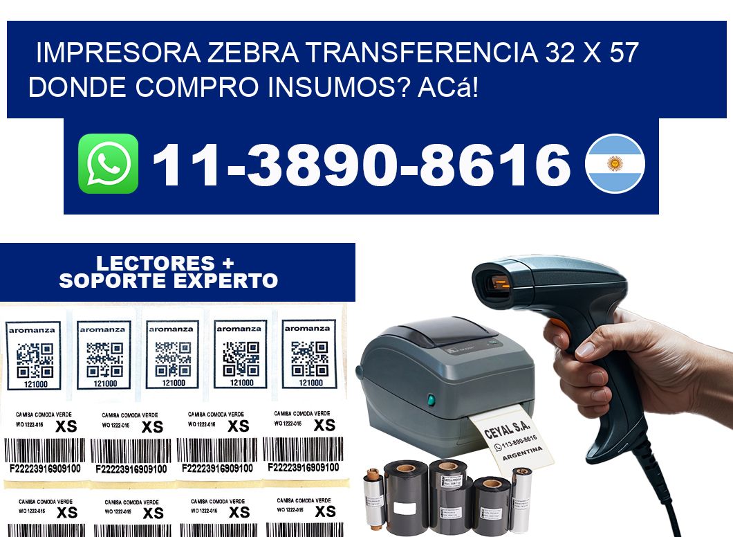impresora zebra transferencia 32 x 57 Donde compro insumos? Acá!