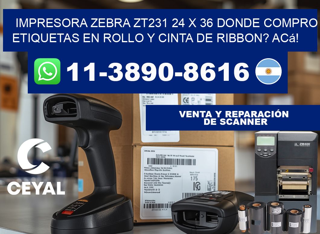 impresora zebra zt231 24 x 36 Donde compro etiquetas en rollo y cinta de ribbon? Acá!