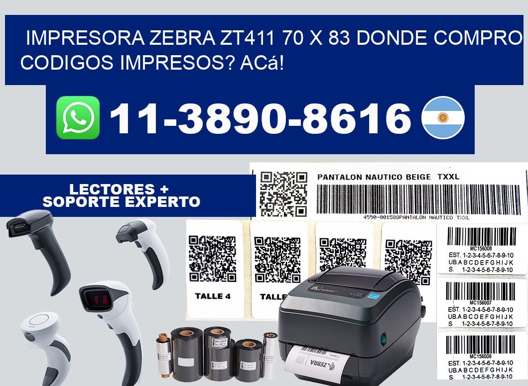 impresora zebra zt411 70 x 83 Donde compro codigos impresos? Acá!