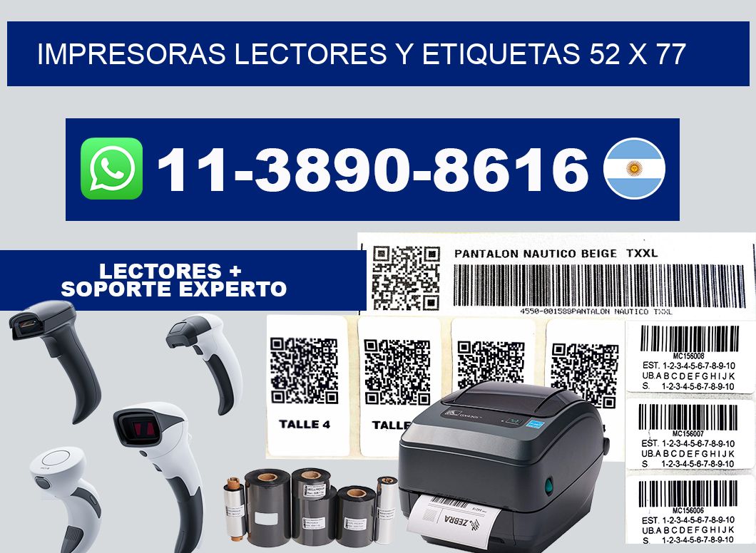 impresoras lectores y etiquetas 52 x 77