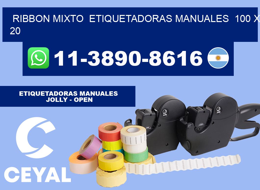 ribbon mixto  Etiquetadoras Manuales  100 x 20