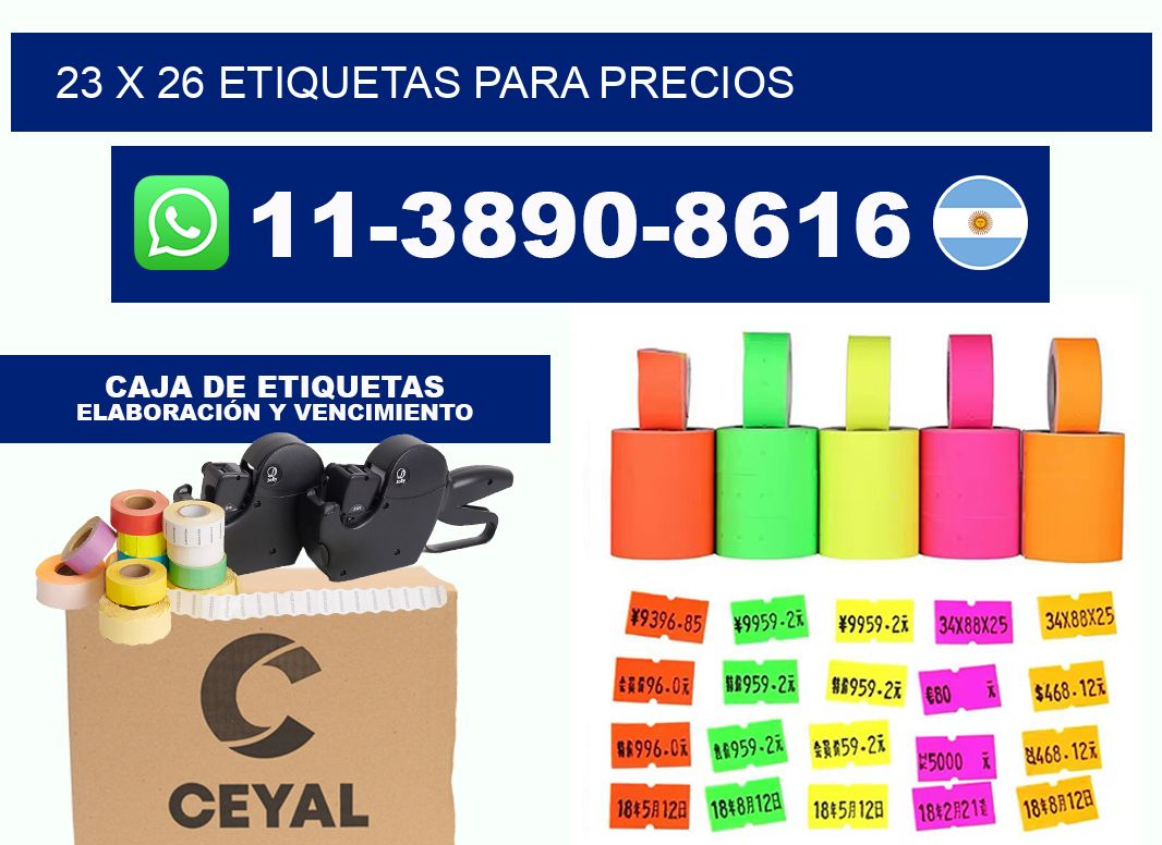 23 x 26 etiquetas para precios