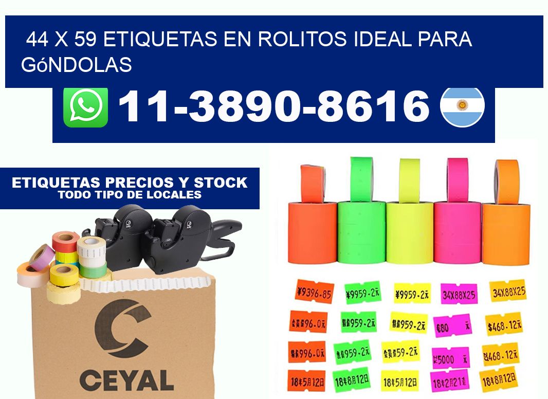 44 x 59 etiquetas en rolitos ideal para góndolas