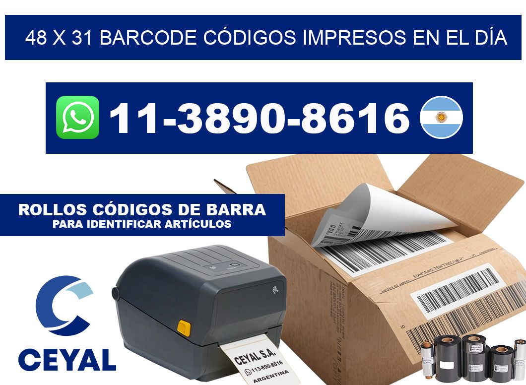 48 x 31 BARCODE CÓDIGOS IMPRESOS EN EL DÍA