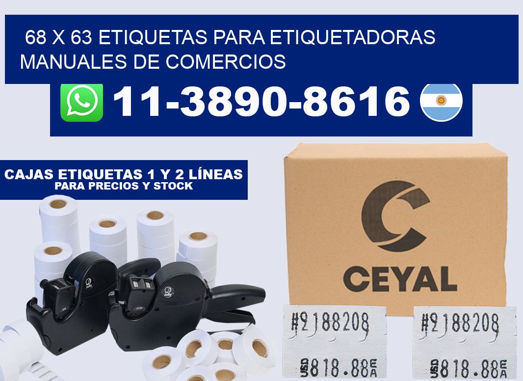 68 x 63 etiquetas para etiquetadoras manuales de comercios