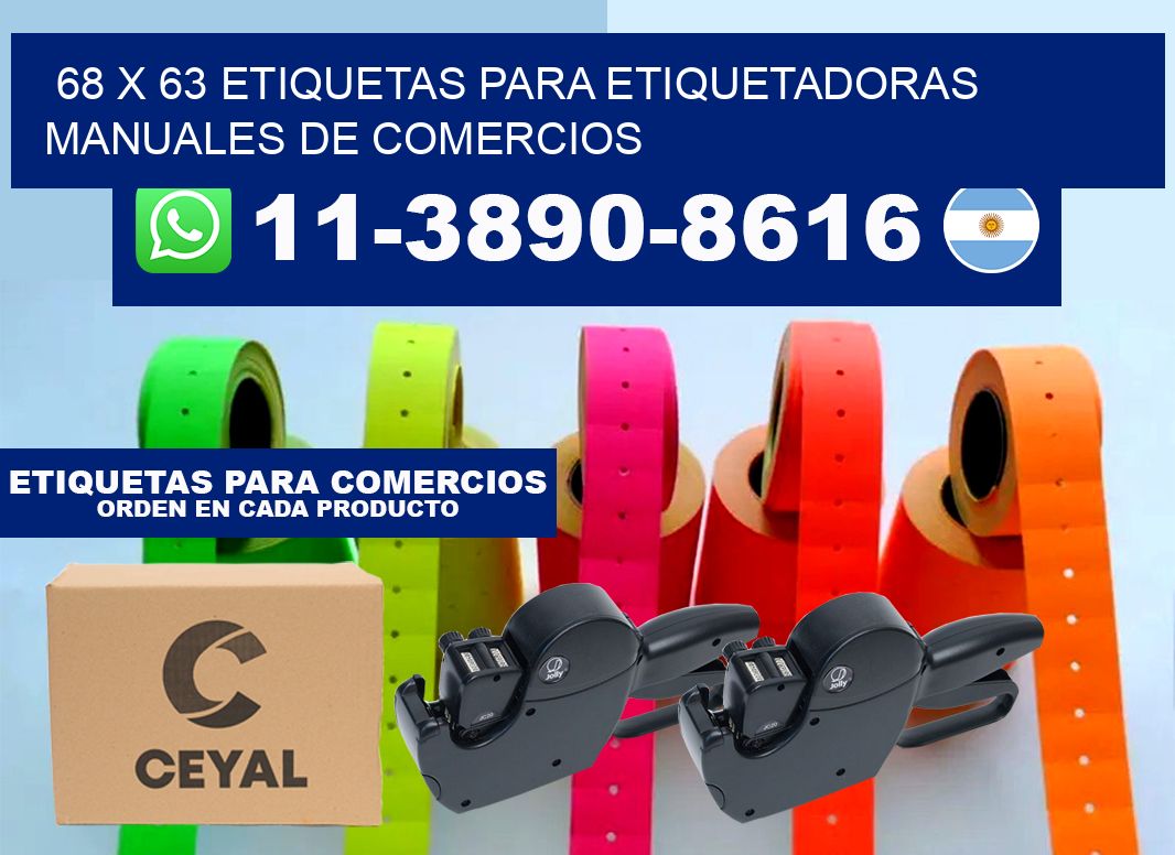68 x 63 etiquetas para etiquetadoras manuales de comercios