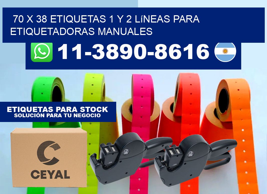 70 x 38 Etiquetas 1 y 2 líneas para etiquetadoras manuales