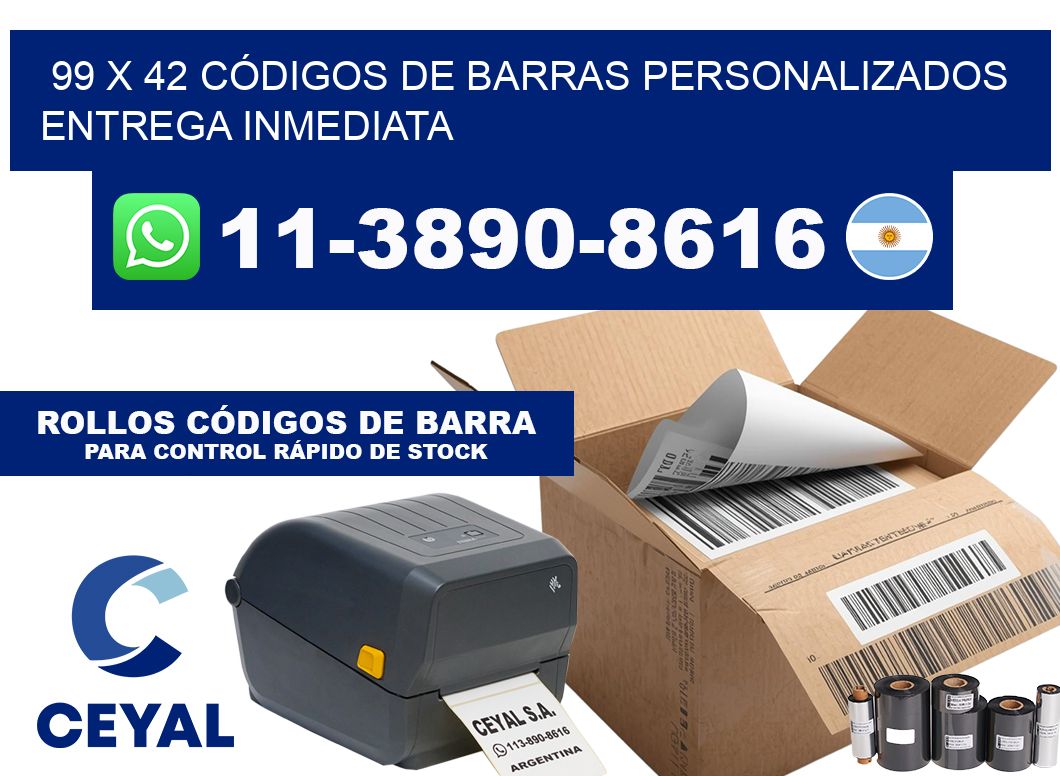99 x 42 CÓDIGOS DE BARRAS PERSONALIZADOS ENTREGA INMEDIATA
