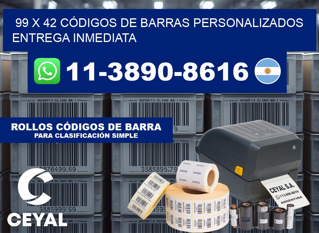 99 x 42 CÓDIGOS DE BARRAS PERSONALIZADOS ENTREGA INMEDIATA