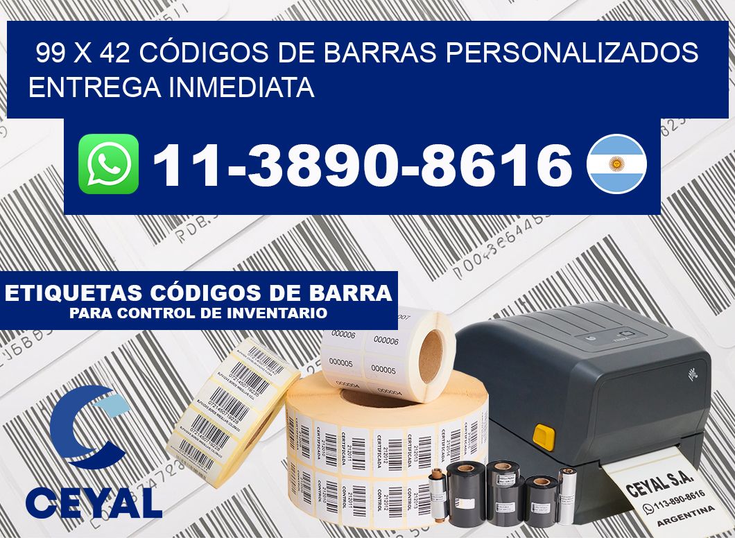 99 x 42 CÓDIGOS DE BARRAS PERSONALIZADOS ENTREGA INMEDIATA