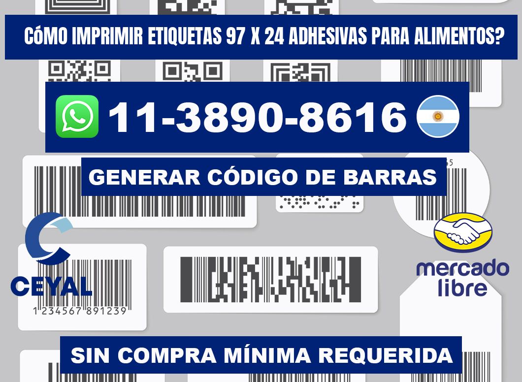 Cómo imprimir etiquetas 97 x 24 adhesivas para alimentos?