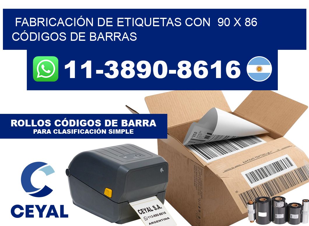 FABRICACIÓN DE ETIQUETAS CON  90 x 86 CÓDIGOS DE BARRAS