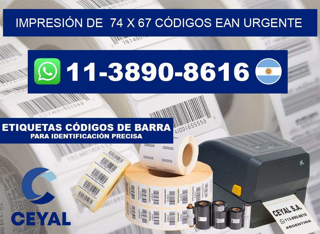 IMPRESIÓN DE  74 x 67 CÓDIGOS EAN URGENTE