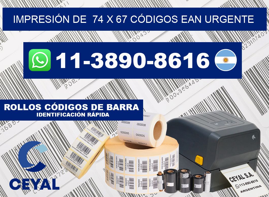 IMPRESIÓN DE  74 x 67 CÓDIGOS EAN URGENTE
