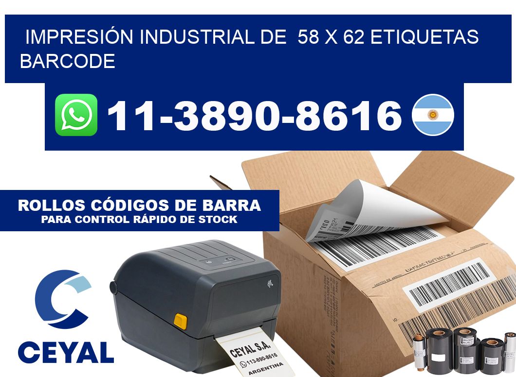 IMPRESIÓN INDUSTRIAL DE  58 x 62 ETIQUETAS BARCODE