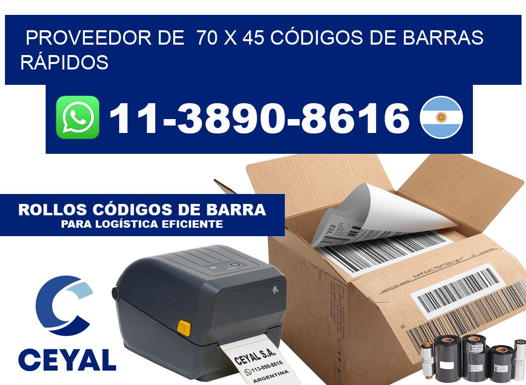 PROVEEDOR DE  70 x 45 CÓDIGOS DE BARRAS RÁPIDOS