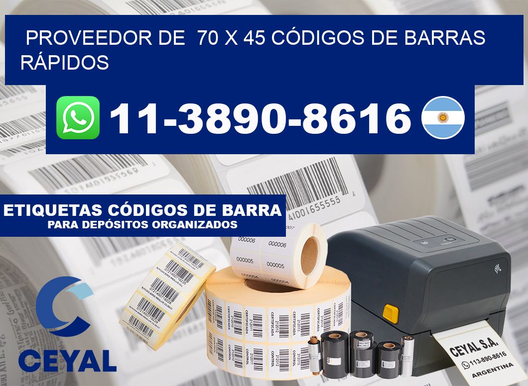 PROVEEDOR DE  70 x 45 CÓDIGOS DE BARRAS RÁPIDOS