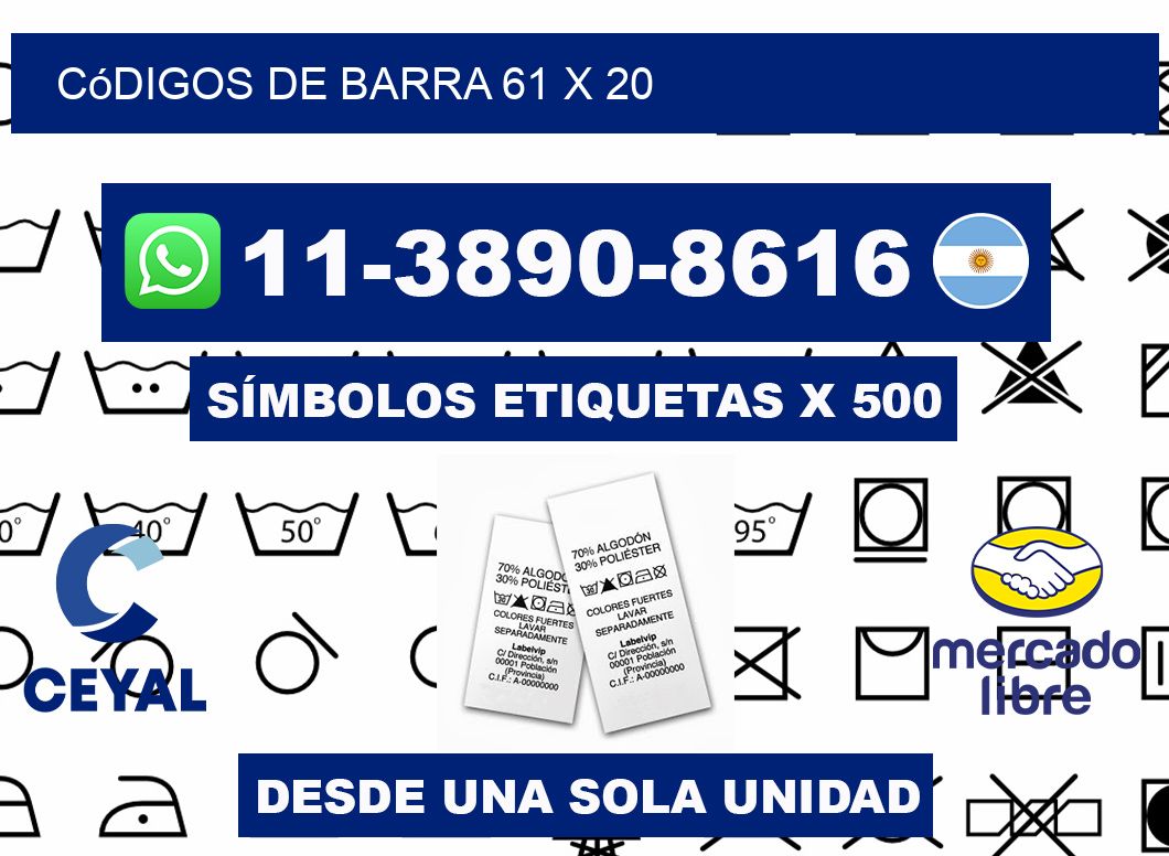 códigos de barra 61 x 20
