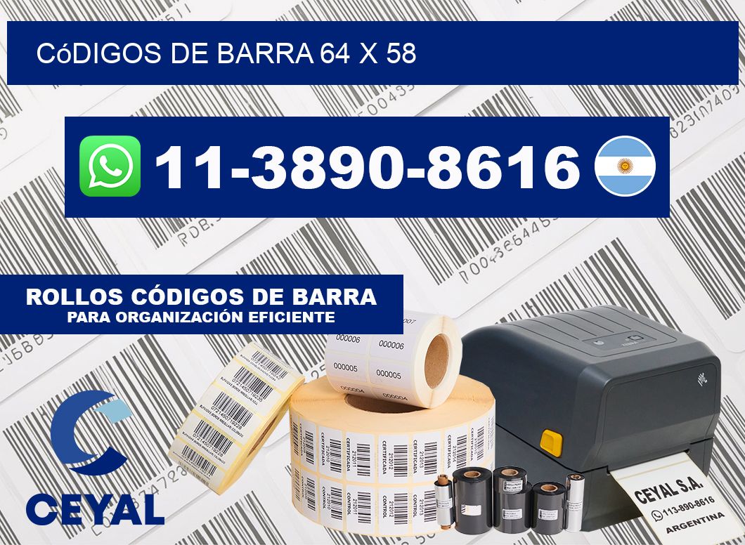 códigos de barra 64 x 58