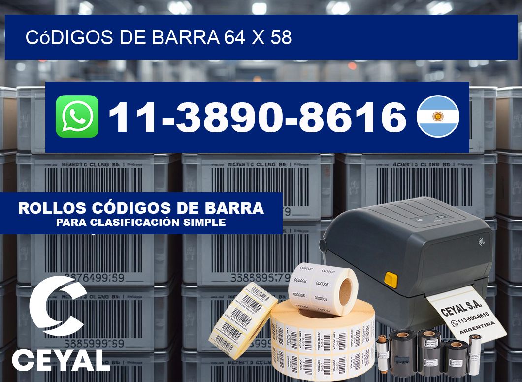 códigos de barra 64 x 58