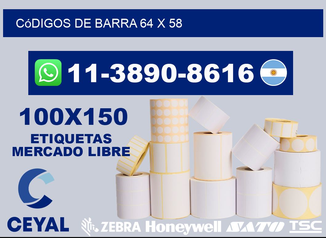códigos de barra 64 x 58