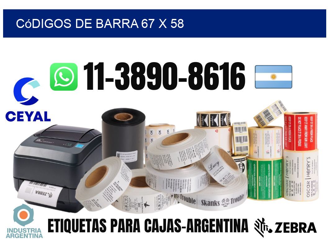 códigos de barra 67 x 58