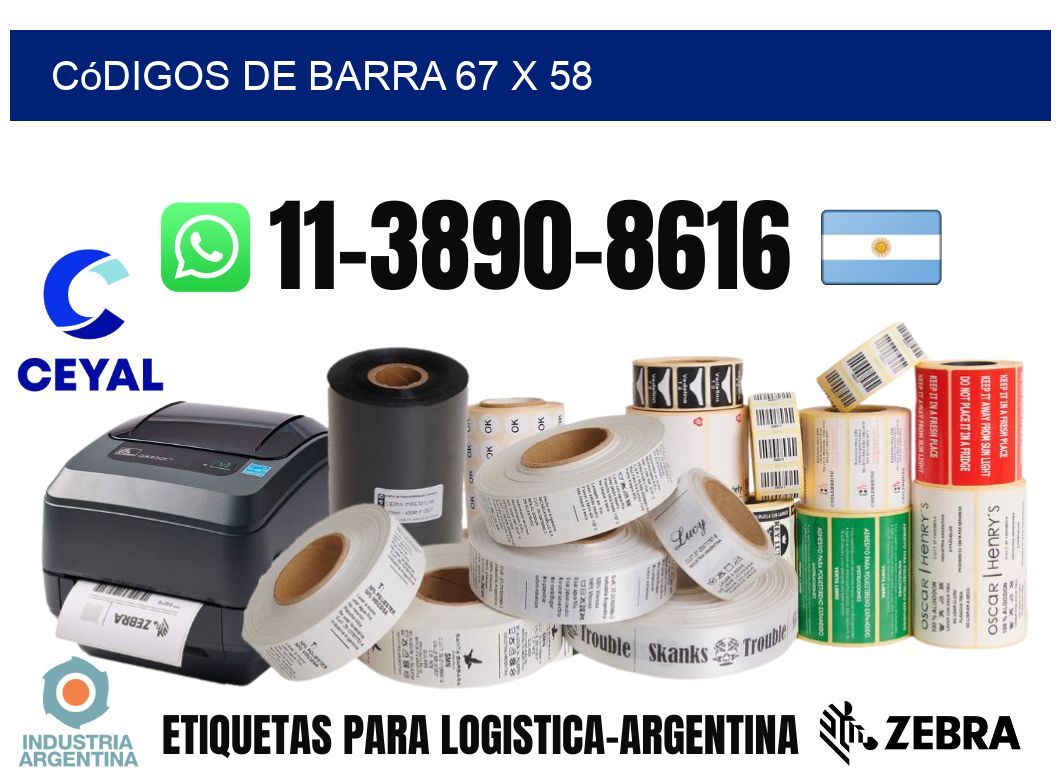 códigos de barra 67 x 58
