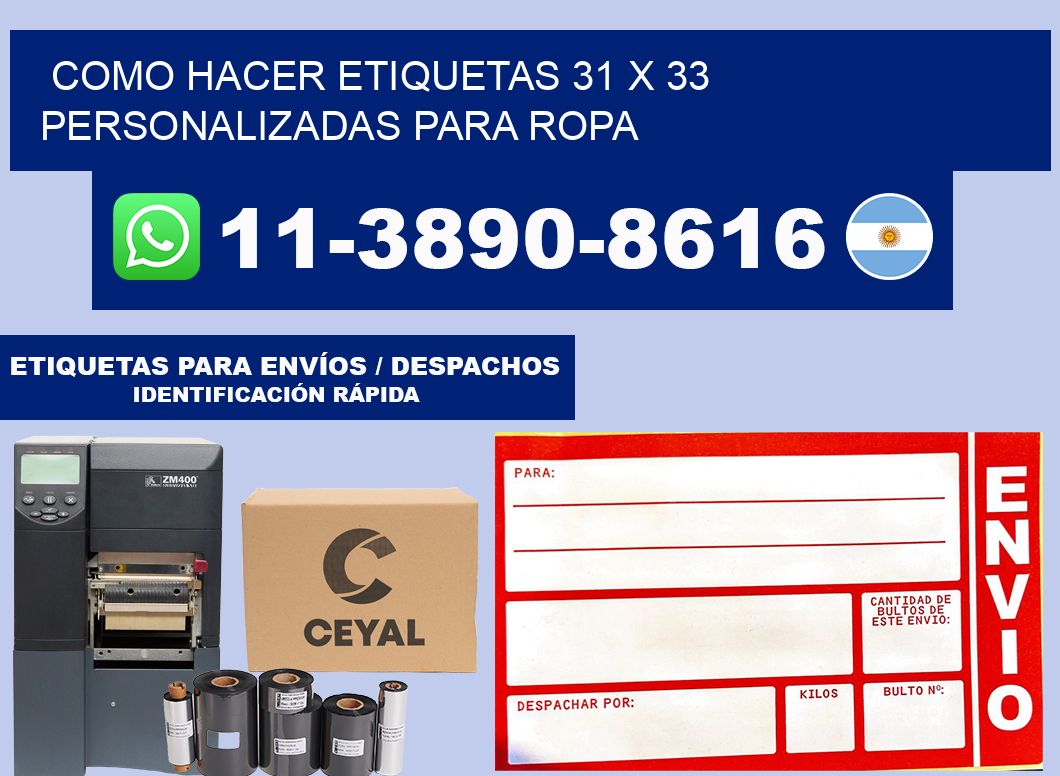 como hacer etiquetas 31 x 33 personalizadas para ropa