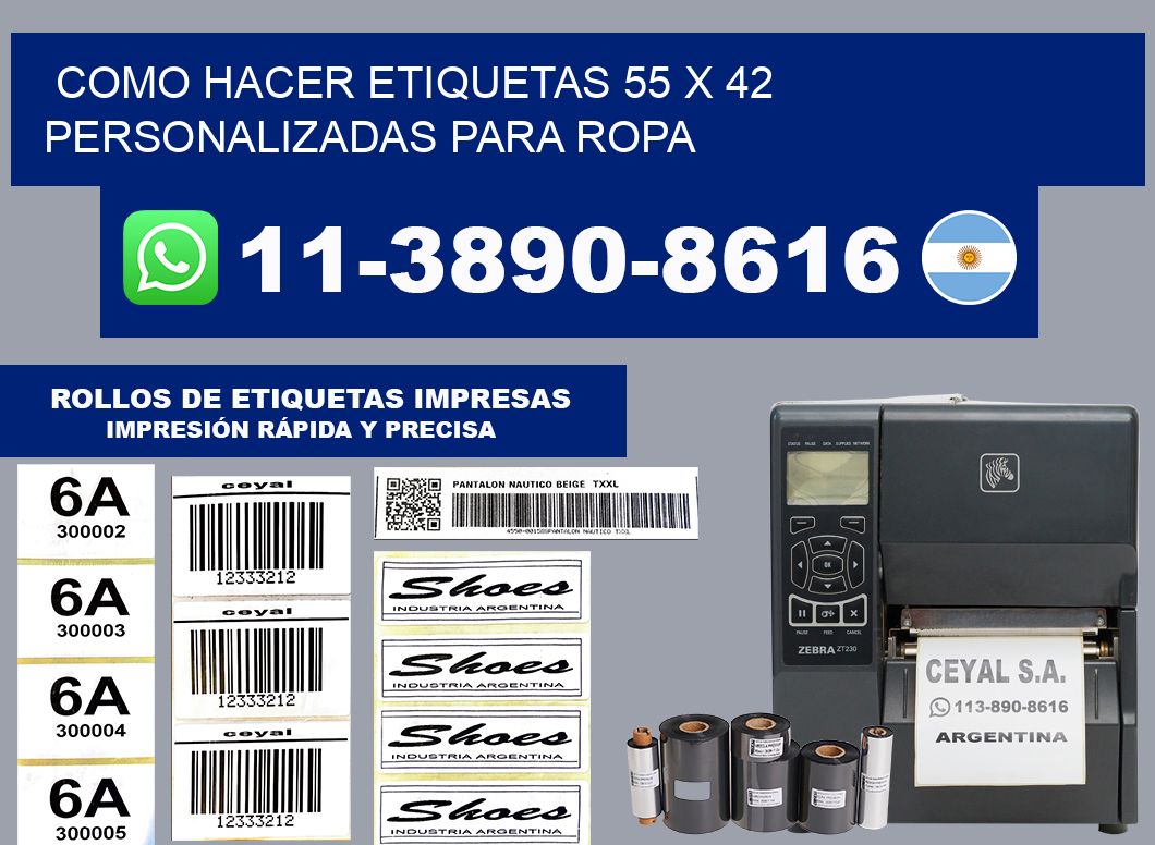 como hacer etiquetas 55 x 42 personalizadas para ropa