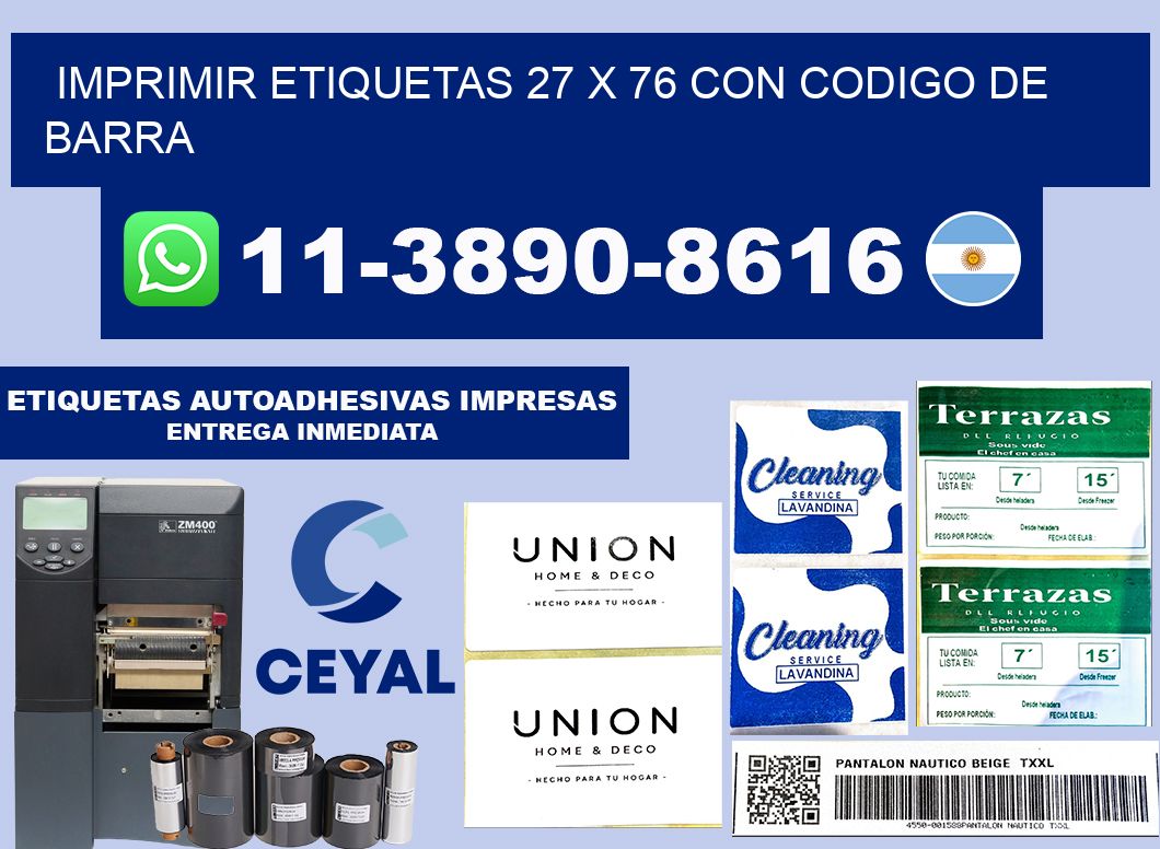 imprimir etiquetas 27 x 76 con codigo de barra