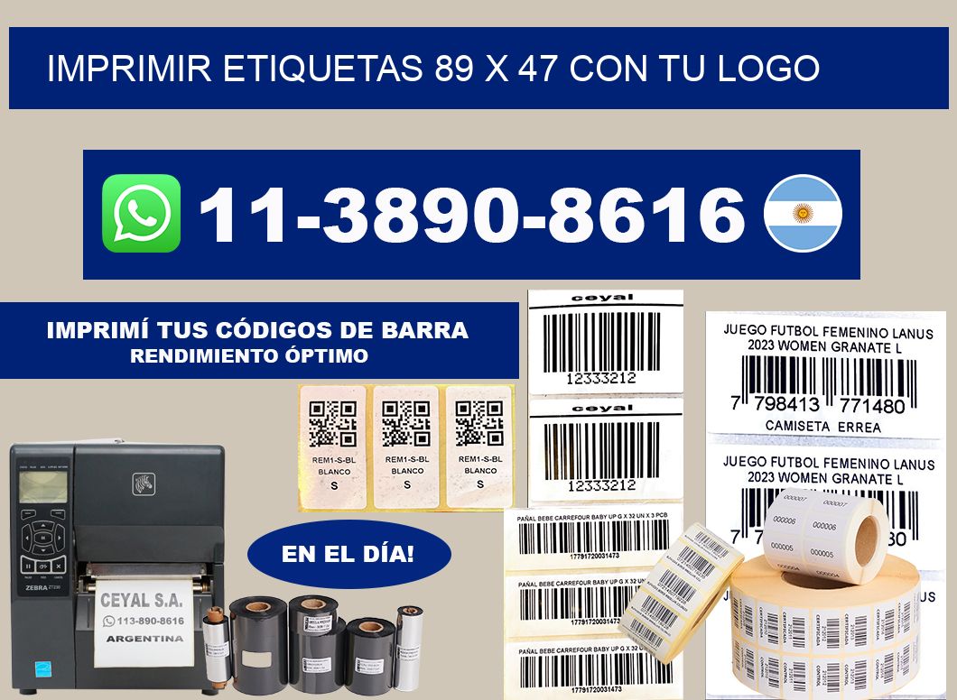 imprimir etiquetas 89 x 47 con tu logo