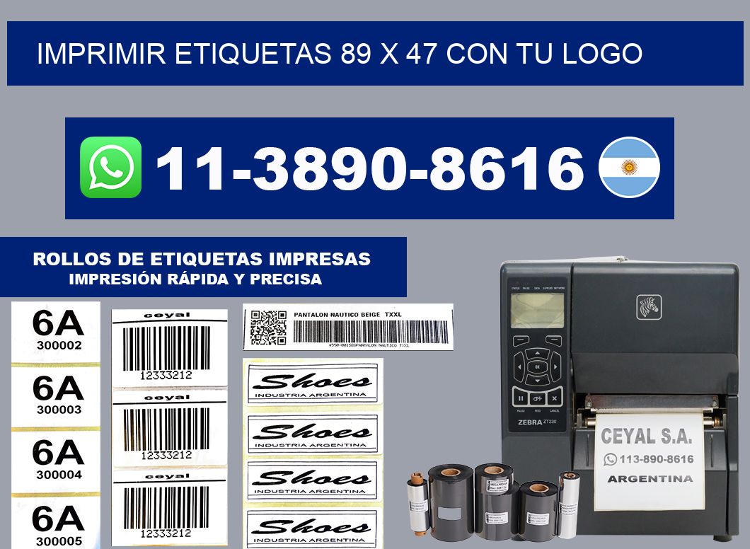 imprimir etiquetas 89 x 47 con tu logo