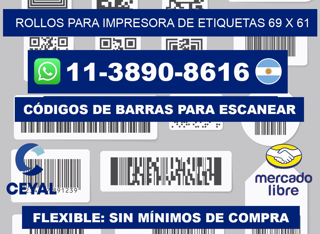 rollos para impresora de etiquetas 69 x 61