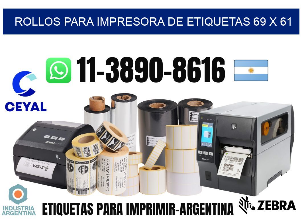 rollos para impresora de etiquetas 69 x 61