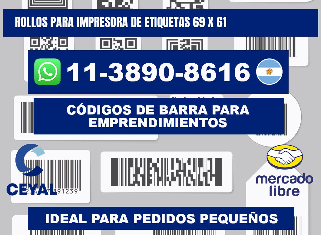 rollos para impresora de etiquetas 69 x 61